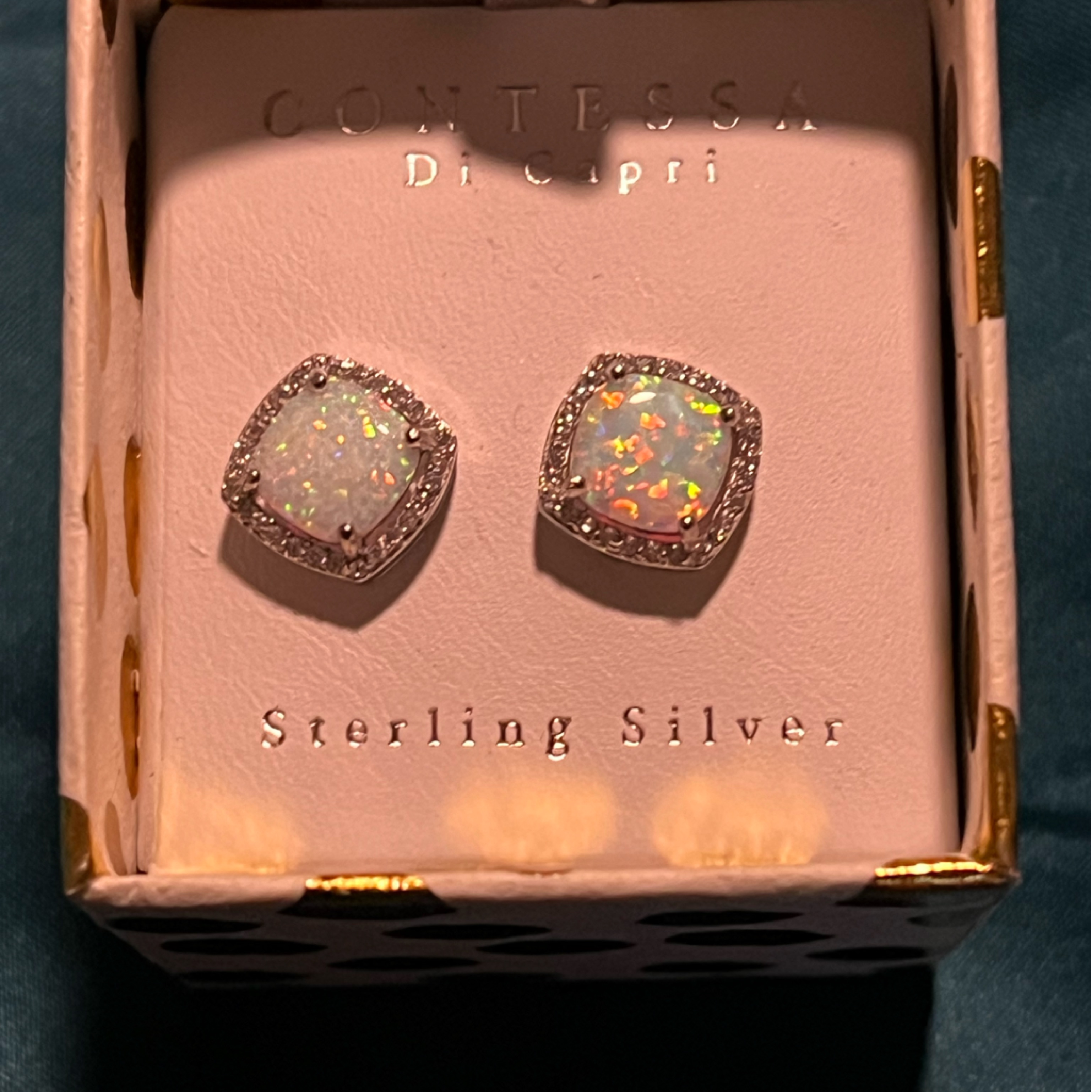 Opal And Cz Earrings